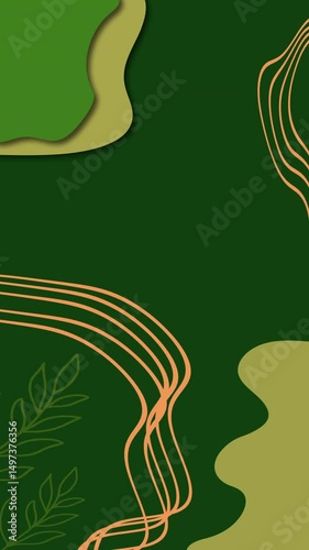 Green botanical abstract animation background with fluid organic shapes, layered foliage accents, and soft contour lines. Seamless looping. Perfect for eco branding, nature themes, and calm visual com