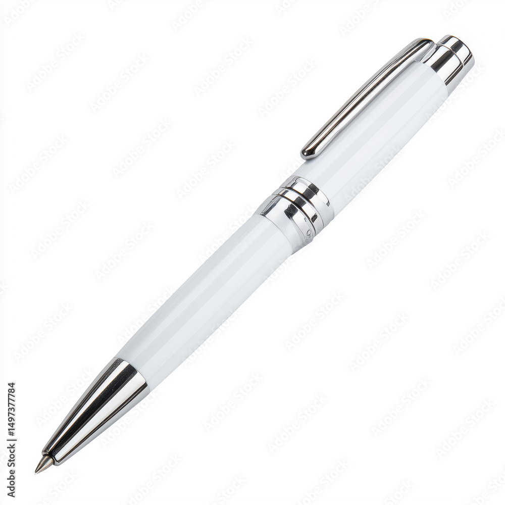 Elegant White Ballpoint Pen , isolated on white background png Elegant White Ballpoint Pen , isolated on white background png