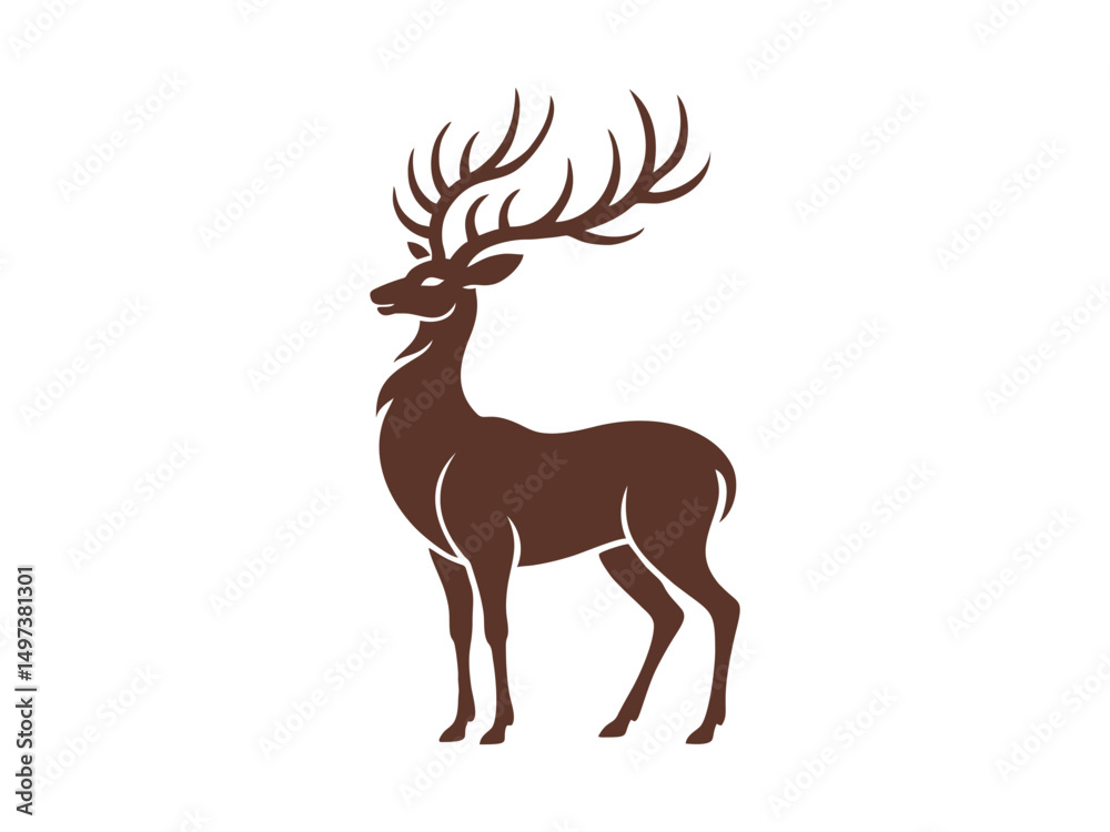 Obraz premium Mystical wild deer silhouette with long antlers vector