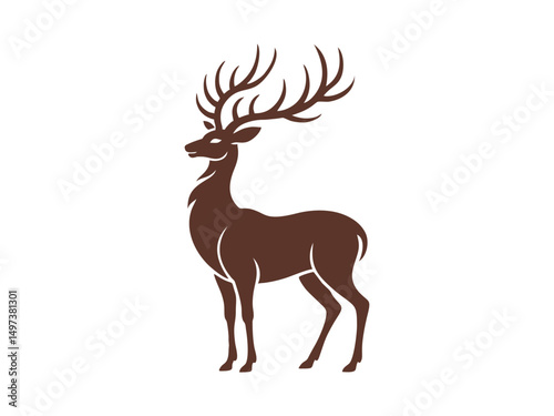 Mystical wild deer silhouette with long antlers vector
