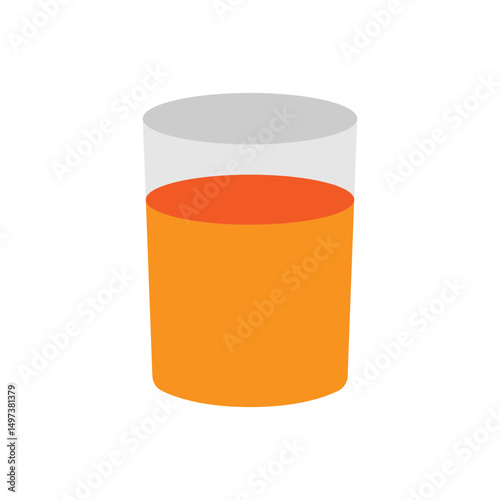 Vector illustration of a glass of orange juice on a white background. Drinks theme icon with flat style