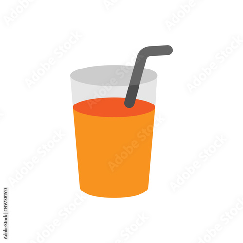 Vector illustration of a glass of orange juice on a white background. Drinks theme icon with flat style