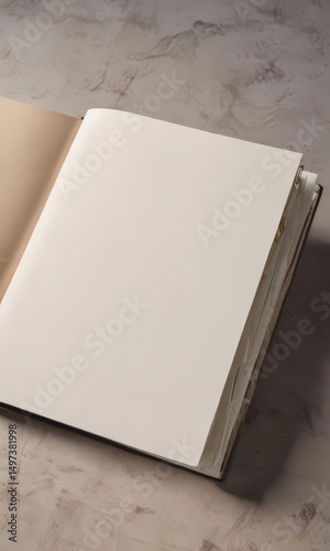 Vertical open photo album with blank pages Perfect for showcasing images or designs , vintage, editable