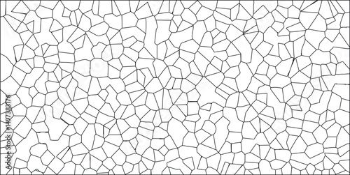 Abstract black and white vector illustration of a cellular or mosaic pattern with irregular polygonal shapes seamlessly repeating