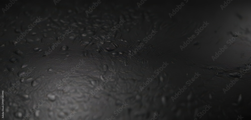 Fototapeta premium Intricate leather grain, glossy black finish, smooth surface , background, depth