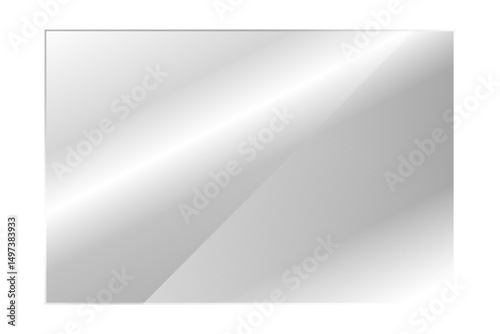Realistic transparent glass plate with polished edges and glossy surface. Includes plastic or acrylic sheet option, isolated on a transparent background. Ideal for screen overlays, windows, or modern 