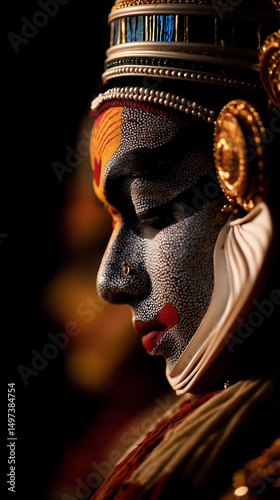 closeup of kathakali face