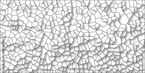 Abstract cellular pattern with black lines and soft shadows on white background creating a visual texture suitable for various design applications