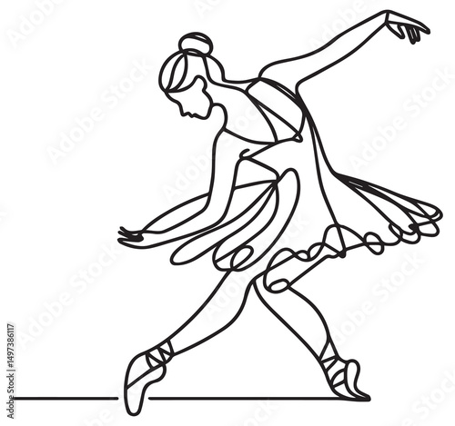 Ballet Dancer Line Art: Elegant Ballerina in Motion, Continuous Line Drawing of a Dancer, Minimalist Ballet Illustration, Dance Art Print