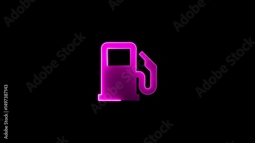 Glowing neon line petrol or gas station icon isolated on black background.Car fuel symbol. Gasoline pump.Energy supply technology animation on black background.
