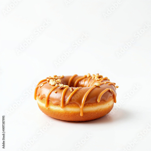 Single Donut on White Background