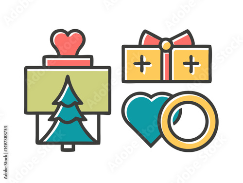 Marry christmas icons set