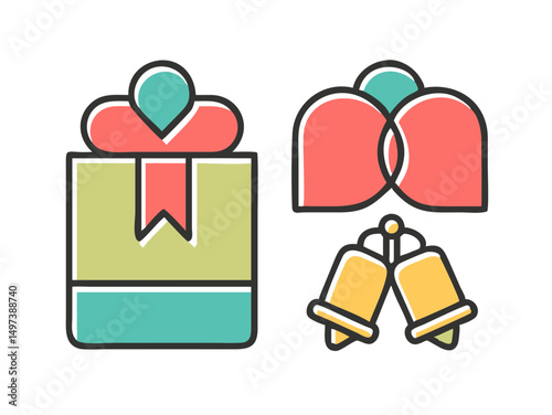 Marry christmas icons set