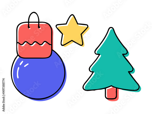 Marry christmas icons set