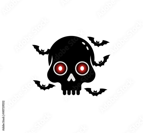 Halloween monster skull vector icon isolated on white.