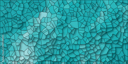 Abstract teal background mosaic pattern with textured appearance and geometric shapes ideal for design