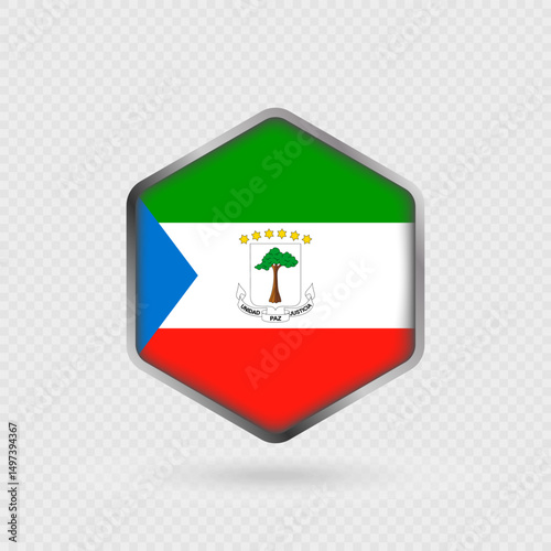 Equatorial Guinea flag icon in hexagon shape.