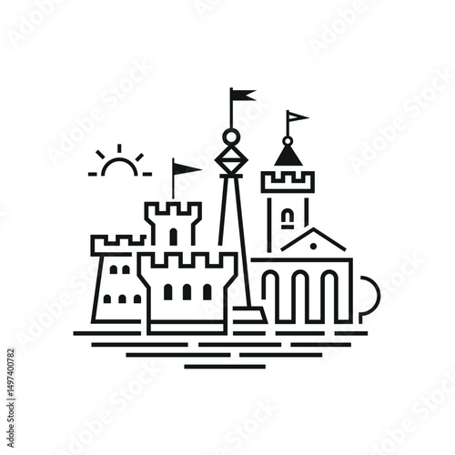 Castle badge template design.