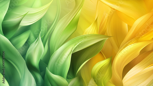 Summer banner with abstract composition of lush tropical leaves. Generated by artificial intelligence.