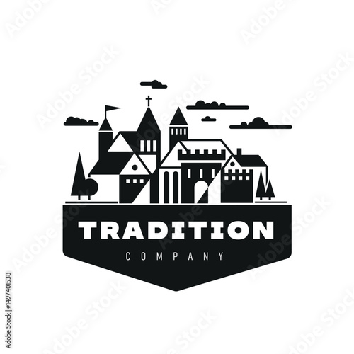 Castle sign template design.