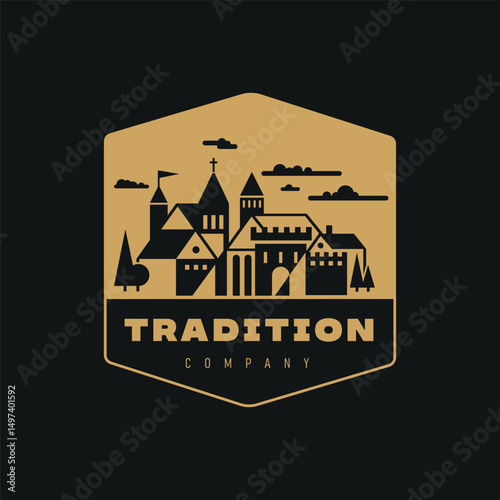 Castle sign template design.