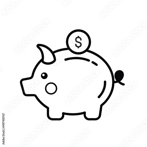 Piggy Bank Isolated on White Background – Savings and Finance Concept Illustration
