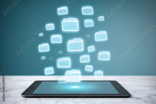 Modern cloud file transfer illustration