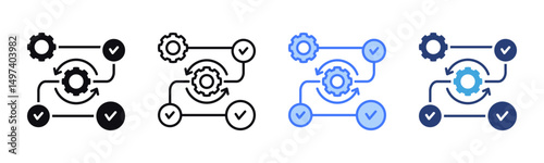 Process icon sheet multiple style collection