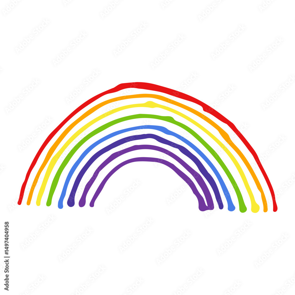 Fototapeta premium Colorful rainbow spectrum art, happy doodle, cartoon, hand-drawn vector.
