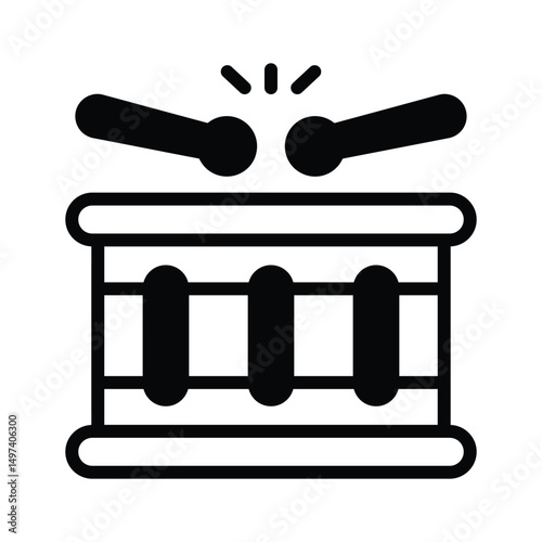 A glyph icon showing a traditional drum with sticks