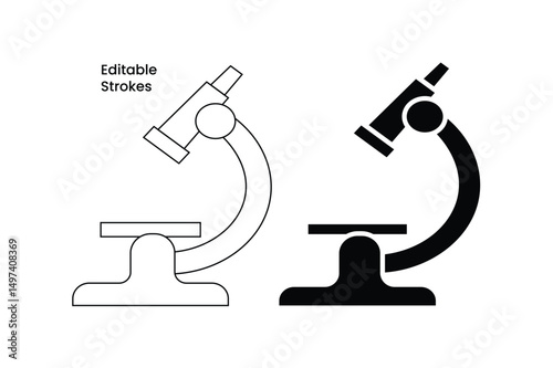 Microscope vector icon with Editable Strokes. On a transparent background.