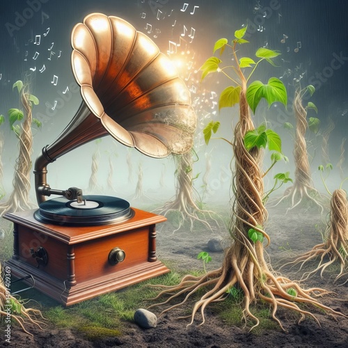 Gramophones visibly grow and writhe photo