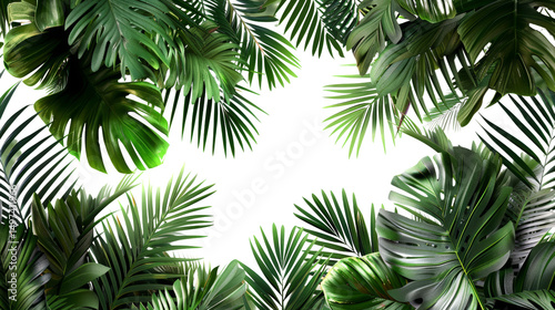 Lush Tropical Leaves Frame,...