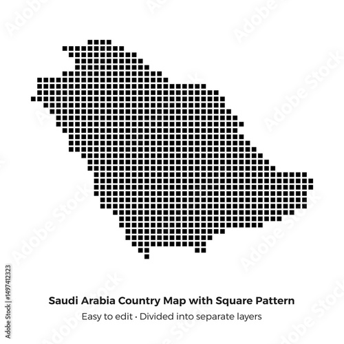 Geometric Square Pattern Vector Art of Saudi Arabia Country Map
