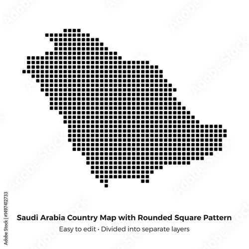 Geometric Rounded Square Pattern Vector Art of Saudi Arabia Country Map