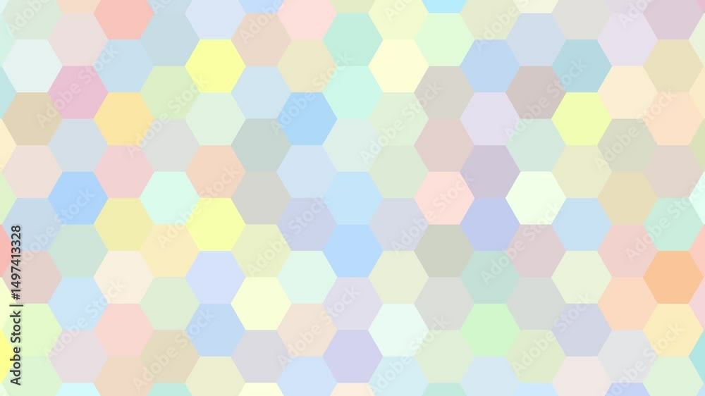 Multicolor pastel simple abstract hexagon background, geometric animation