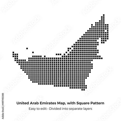 Stylized Square Pattern Vector Art of United Arab Emirates UAE Map