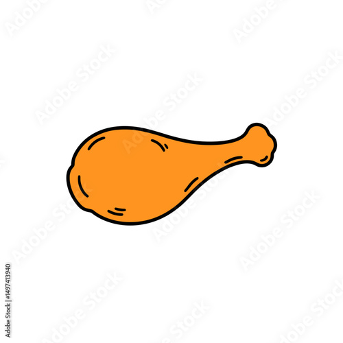 Chicken drumstick illustration, tasty and satisfying concept, minimalistic design on white background