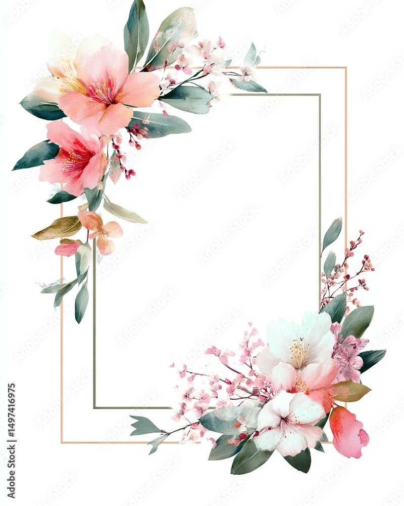 Fototapeta premium Floral Watercolor Frame PNG JPG