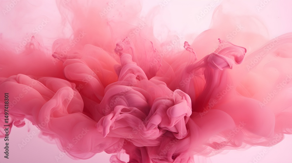 Fototapeta premium Abstract Fluid Art: Swirling Pink Ink Cloud in Water