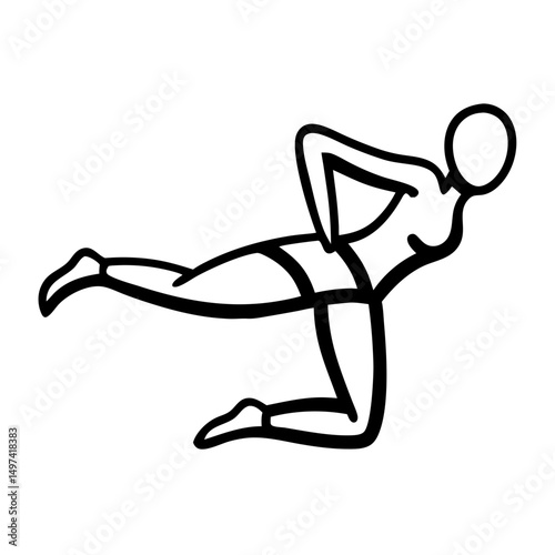Fitness balance pose icon on a transparent background  