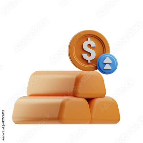 Gold Bar with Financial Icons
