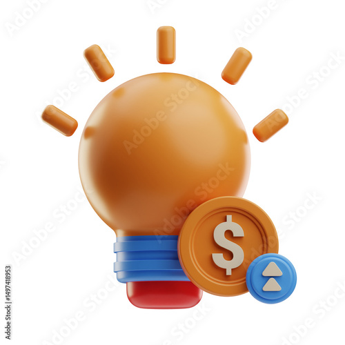 Lightbulb with Coins and Arrow