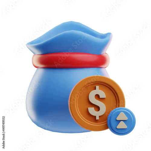 Money Bag with Coin and Arrow