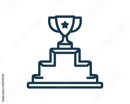 podium with gold cup