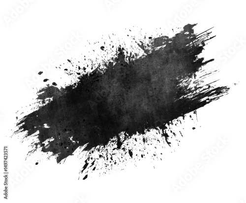 Abstract black paint splash for creative design projects, cut out transparent