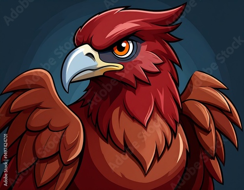 Red Bird on Dark Background – Dramatic and Elegant Avian Portrait