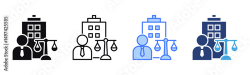 Corporate Law icon sheet multiple style collection