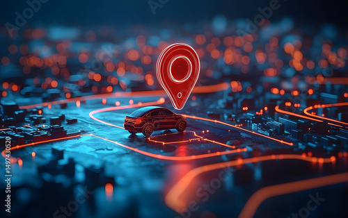 GPS tracking pulsing signal. A vehicle transmitting gps signal. Searching car location