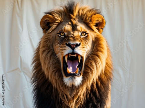 Ferocious Lion Portrait. A Majestic Display of Power and Unrestrained Fury